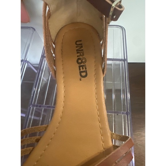 UNR8ED Woven Ankle Strap‎ Sandals Brown Gladiator Style Summer Shoes - Picture 2 of 4